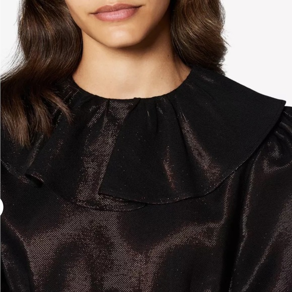 New Aligne Co. Anthropologie shiny Gara Rust black lurex mini dress - Picture 4 of 7